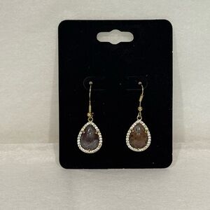 Elegant Gold and Brown Teardrop Earrings